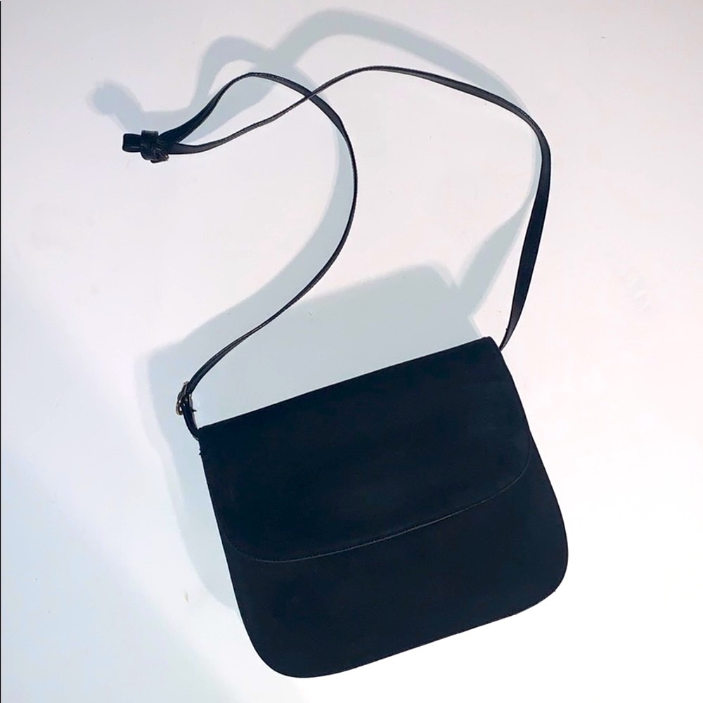 Bally Vintage Leather Crossbody Suede Square Black Made In Italy